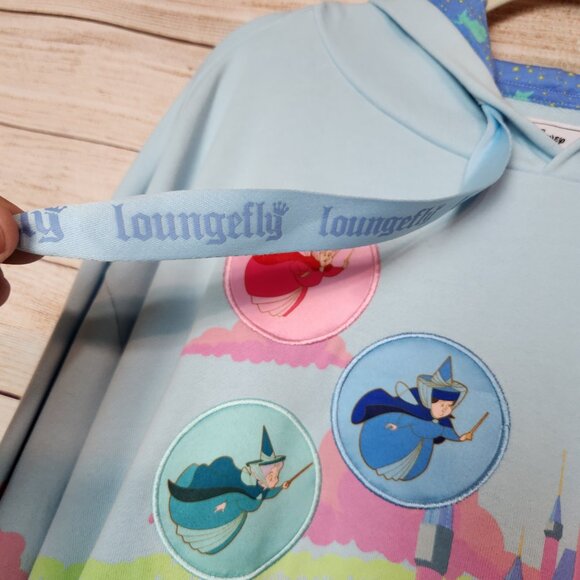 NWT Loungefly Disney Sweatshirt Adult 2X Sleeping Beauty Castle Fairies Hoodie - Picture 2 of 16